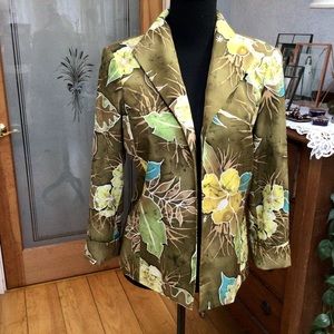 NWOT!!  Floral Print Silk Blend Jacket